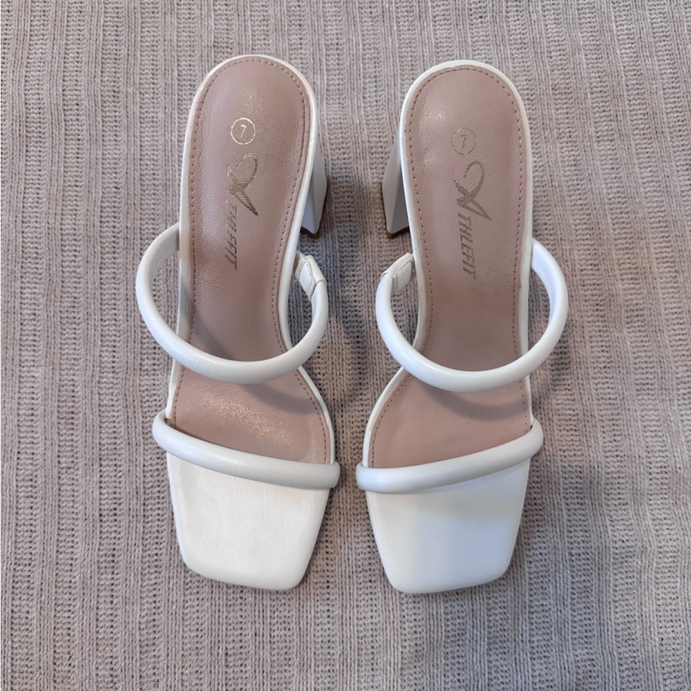 Athlefit Women's White Block Heel Sandals